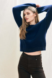 Jumper 1234 Cashmere Lurex Rib Crew In Navy Silver