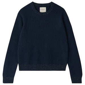 Jumper 1234 Cashmere Lurex Rib Crew In Navy Silver