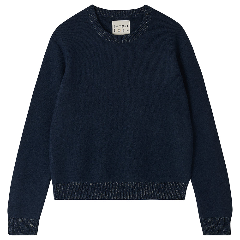 Jumper 1234 Cashmere Lurex Rib Crew In Navy Silver