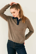 Load image into Gallery viewer, Jumper 1234 Cashmere Contrast Polo In Kilda New Navy
