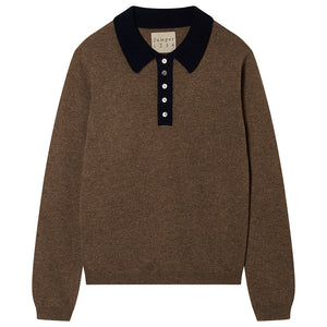 Jumper 1234 Cashmere Contrast Polo In Kilda New Navy