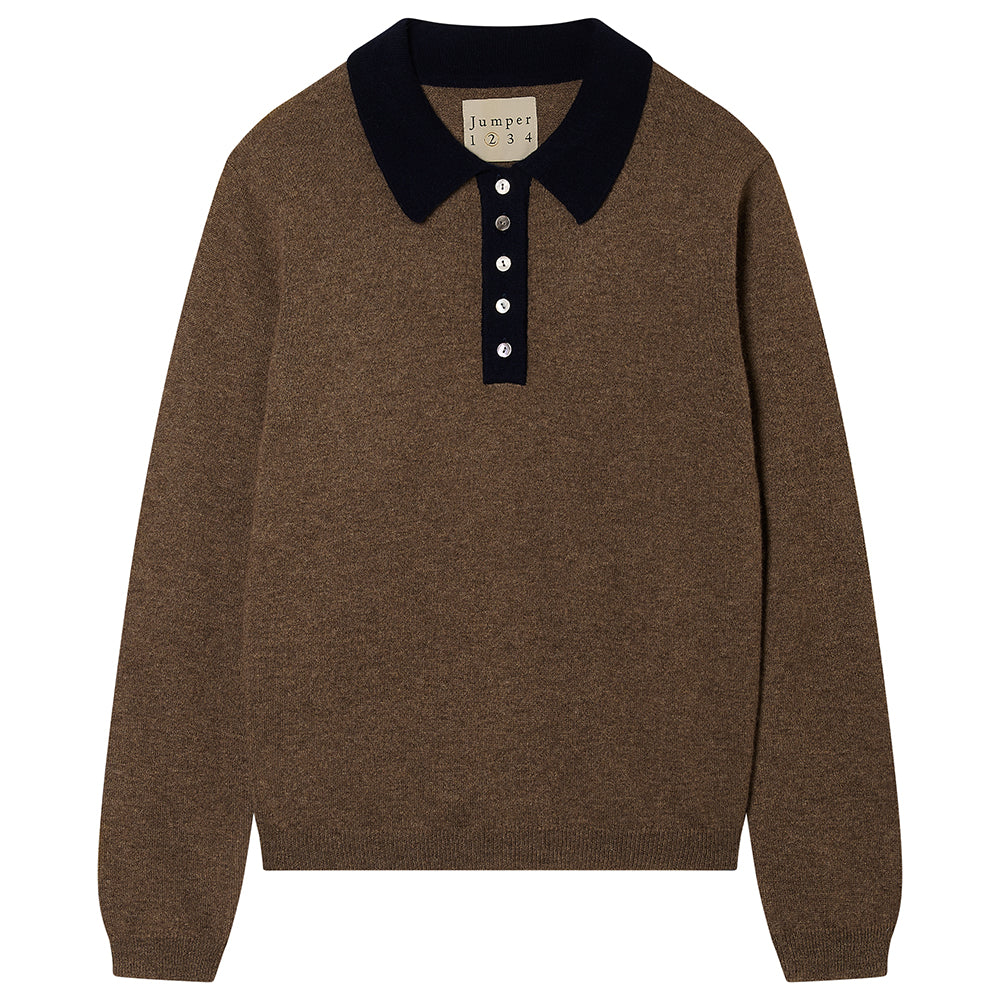 Jumper 1234 Cashmere Contrast Polo In Kilda New Navy