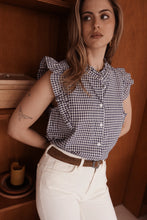 Load image into Gallery viewer, In April - Ruffle Gingham Sleeveless Shirt
