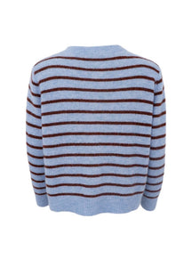 Black Colour- Dell Striped Knit Cardigan Blue