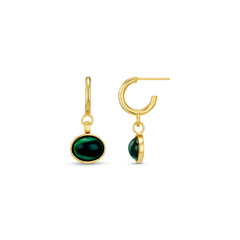 Orelia - Semi-Precious Jade Drop Hoop Earrings