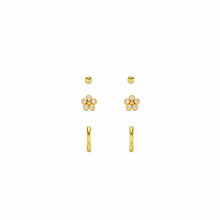Load image into Gallery viewer, Orelia - Crystal Flower &amp; Micro Hoop Stacking Set
