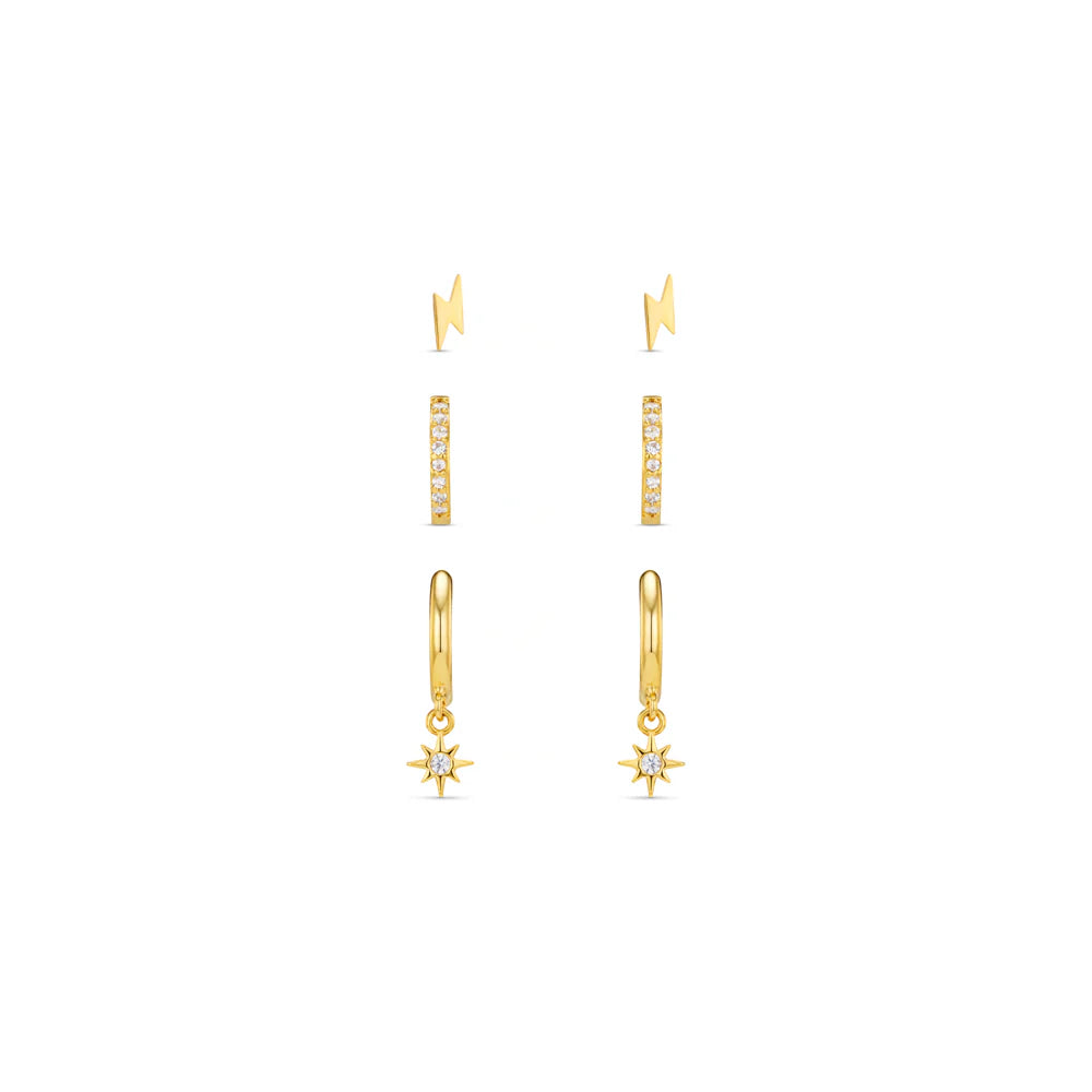 Orelia - Pave Lightening Earring Set