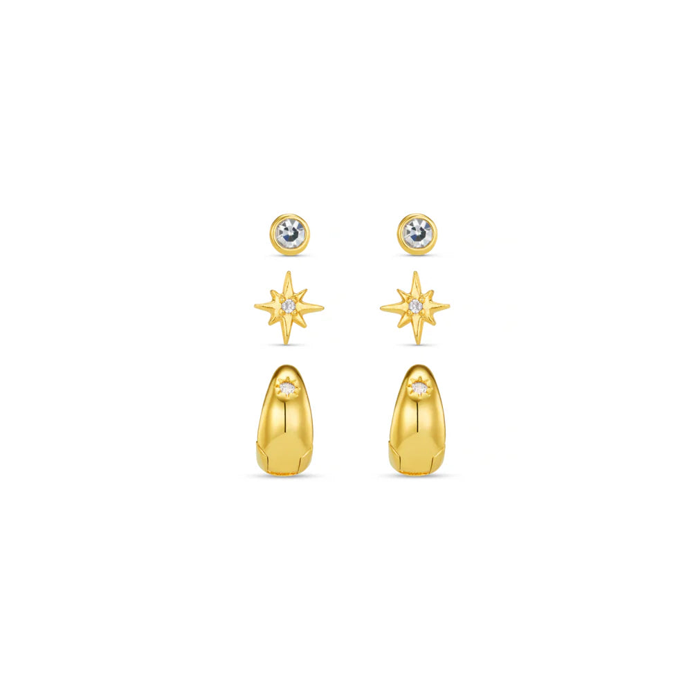 Orelia - Tiny Starburst Taper Earring Pack
