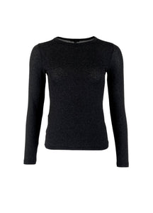 Black Colour - Lurex Long Sleeve Top