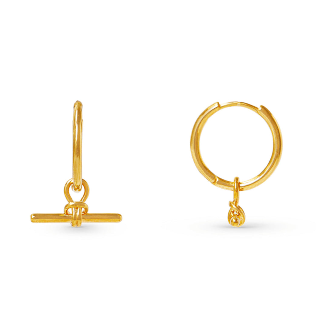 Orelia Dainty T-Bar Knot Hoop Earrings