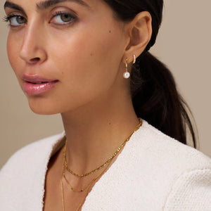 Orelia Pearl Drop Huggie Hoop Earrings