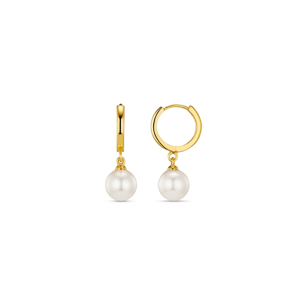 Orelia Pearl Drop Huggie Hoop Earrings