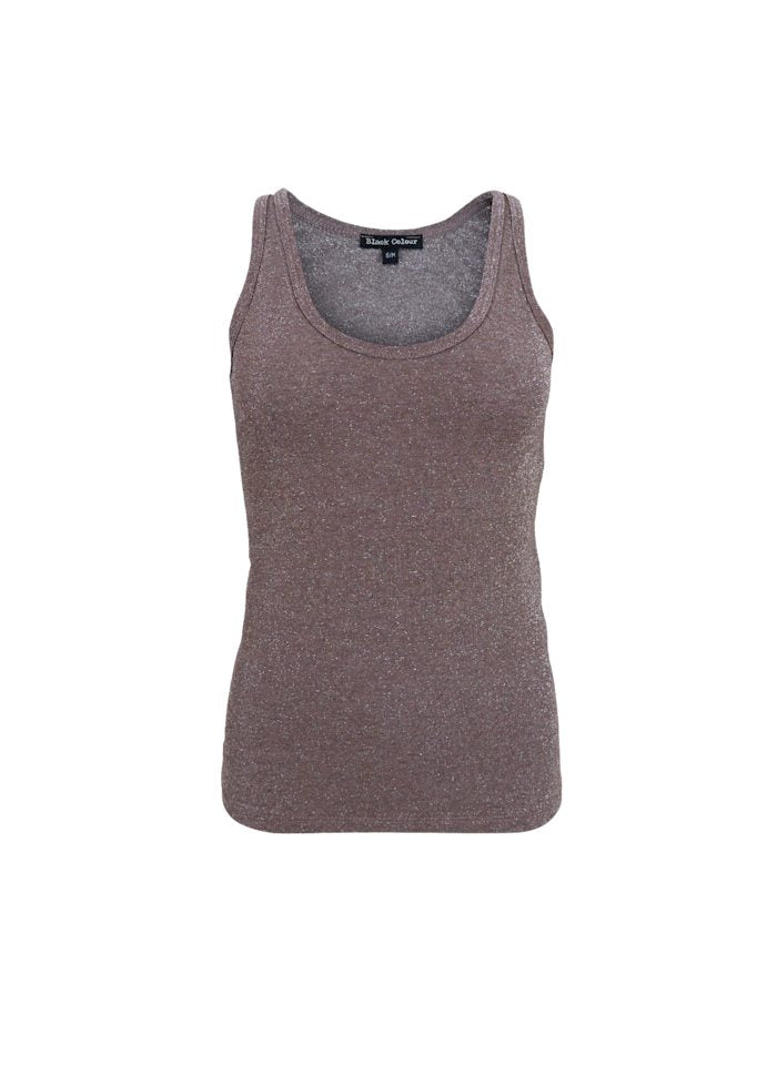 Black Colour Faye Lurex Top Taupe
