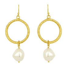 Load image into Gallery viewer, Ashiana - Pearl Hoop Earrings
