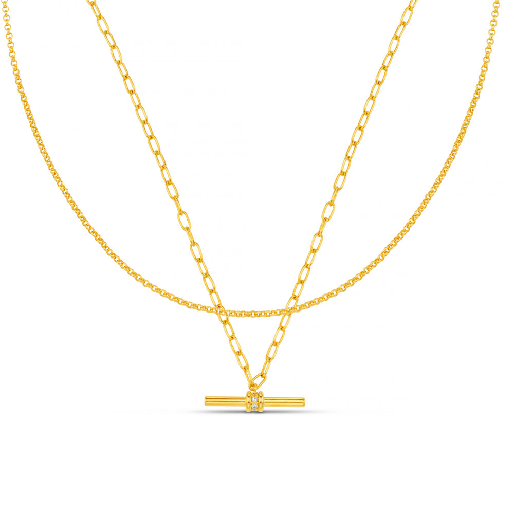 Orelia- crystal T-bar 2 Row Necklace