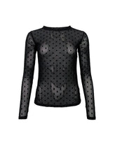 Load image into Gallery viewer, Black Colour Jennie Dotted Mesh Blouse
