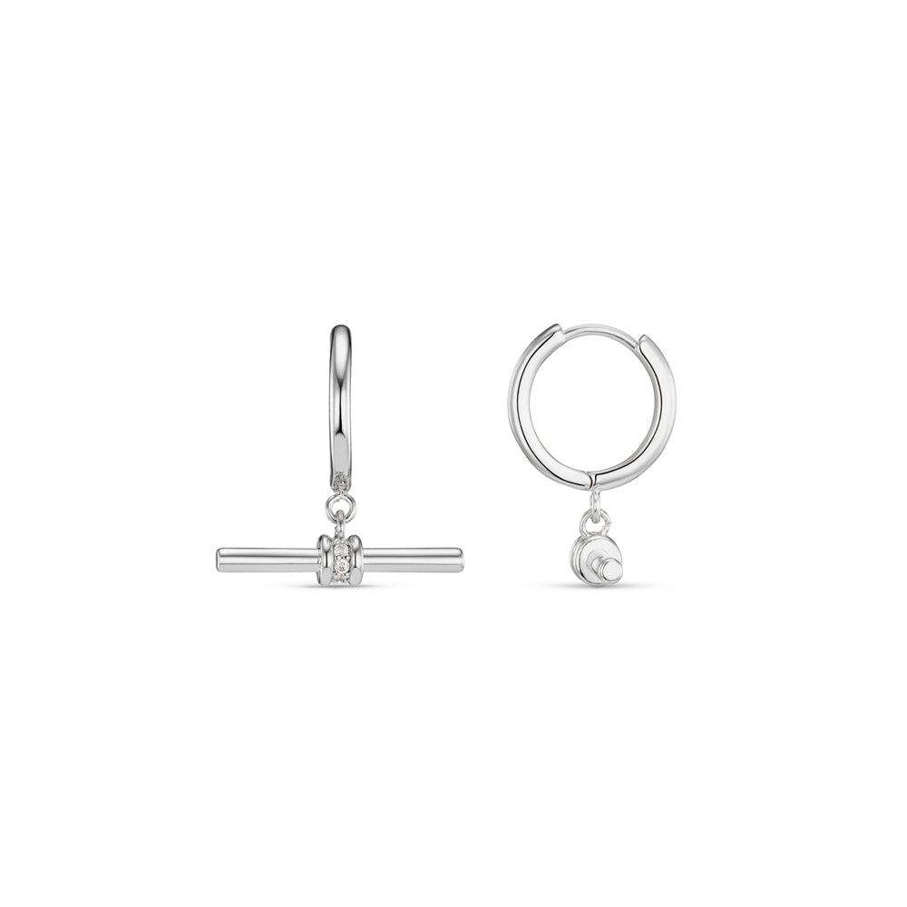 Orelia- Crystal Detail T-Bar Hoop Earrings
