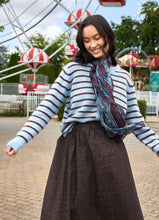 Load image into Gallery viewer, Black Colour- Dell Striped Knit Cardigan Blue
