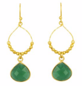 Ashiana- Bay Earrings Dark Green Stone