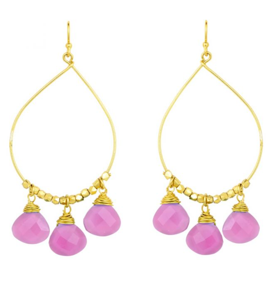 Ashiana- Bella earrings pink jade